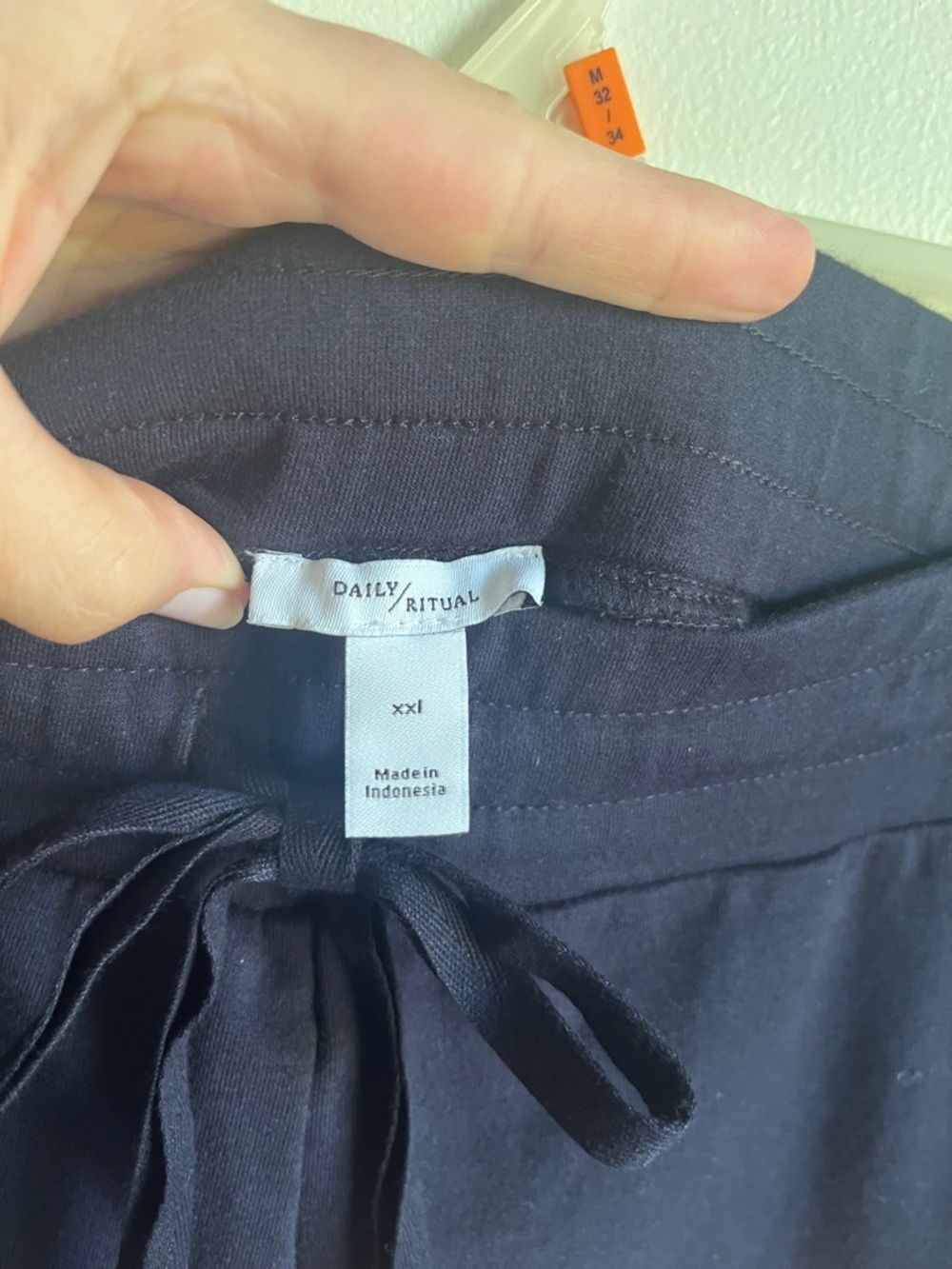 Anthropologie Daily Ritual Navy Wide-Leg Knit Coastal Drawstring Capris Sz XXL - Picture 4 of 6